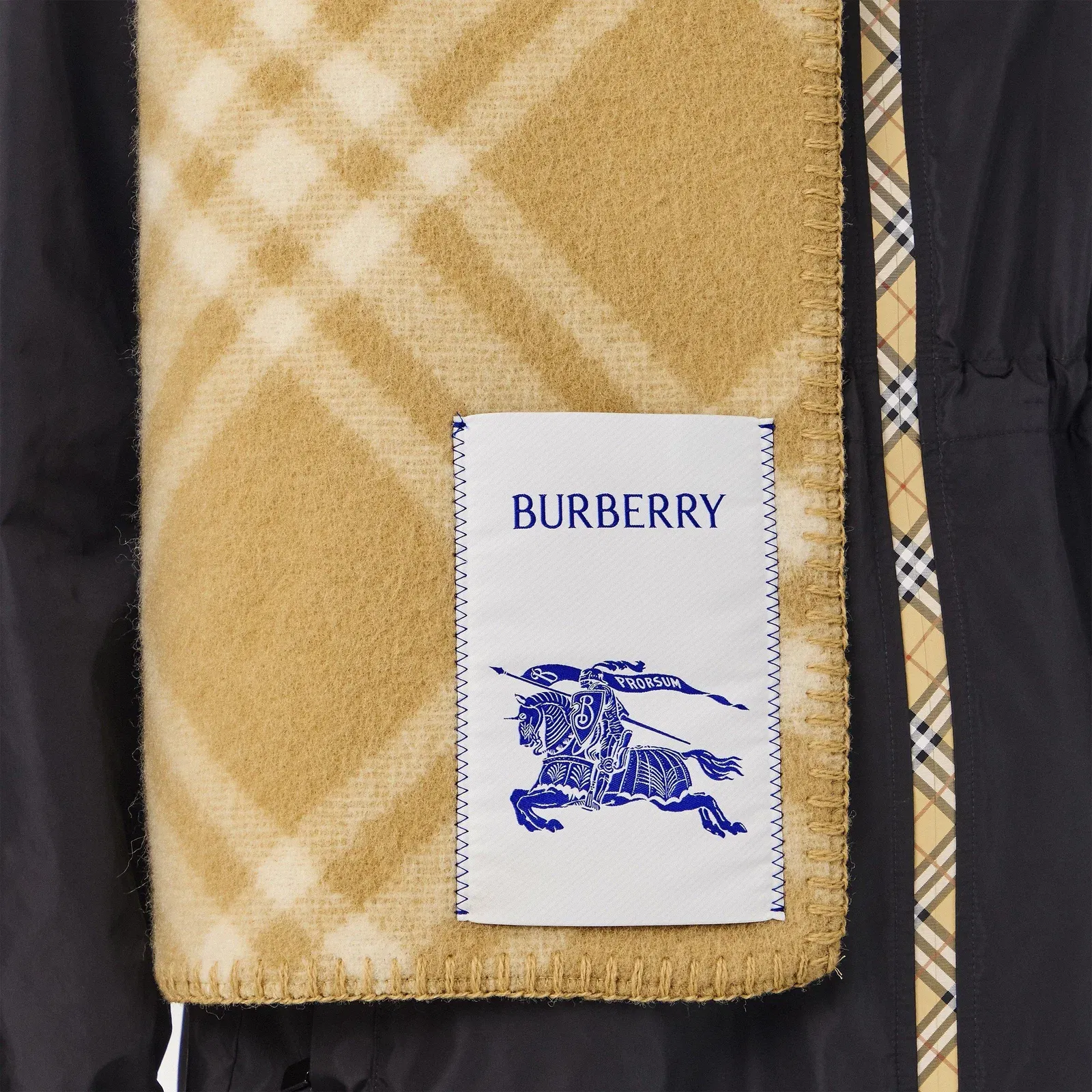 Burb Tri Fold Bar Check Midweight Scarf