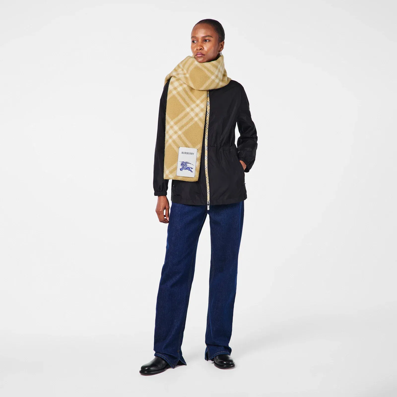 Burb Tri Fold Bar Check Midweight Scarf