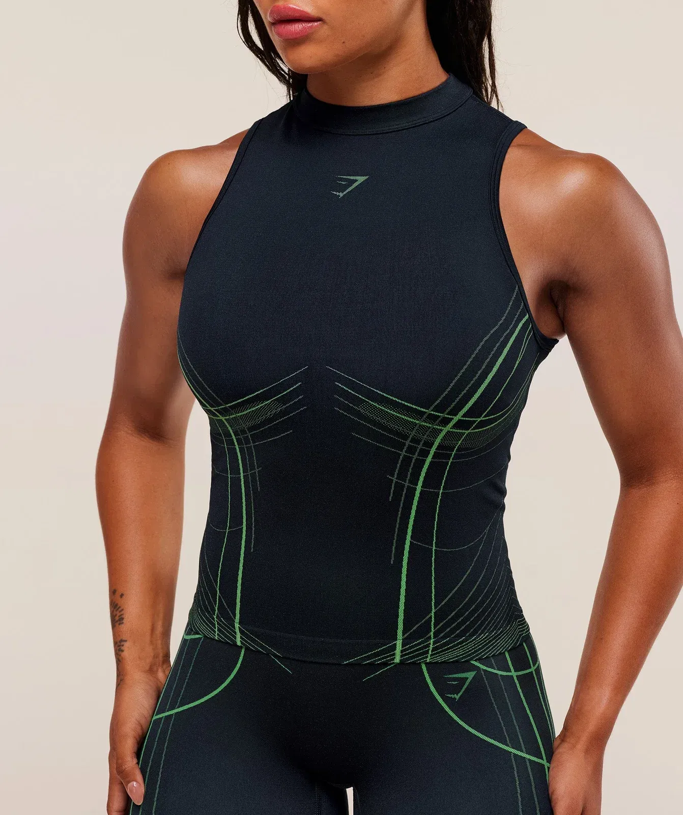 Gymshark Apex Seamless Tank - Heavy Blue/Active Green