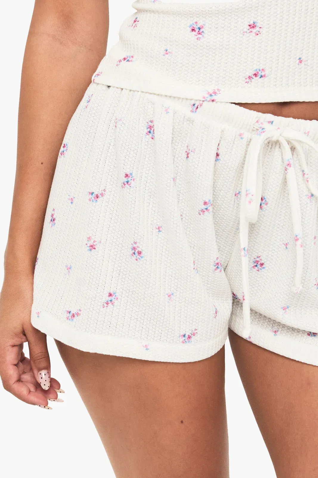 Ditsy Waffle Drawstring Mini Short