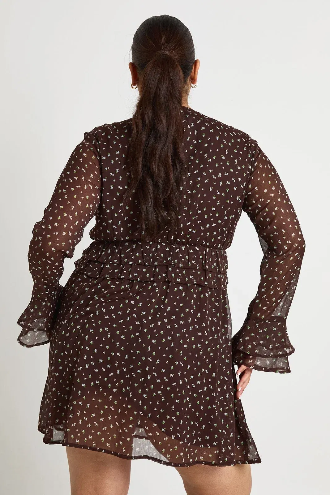 Plus Floral Chiffon Tiered Smock Dress