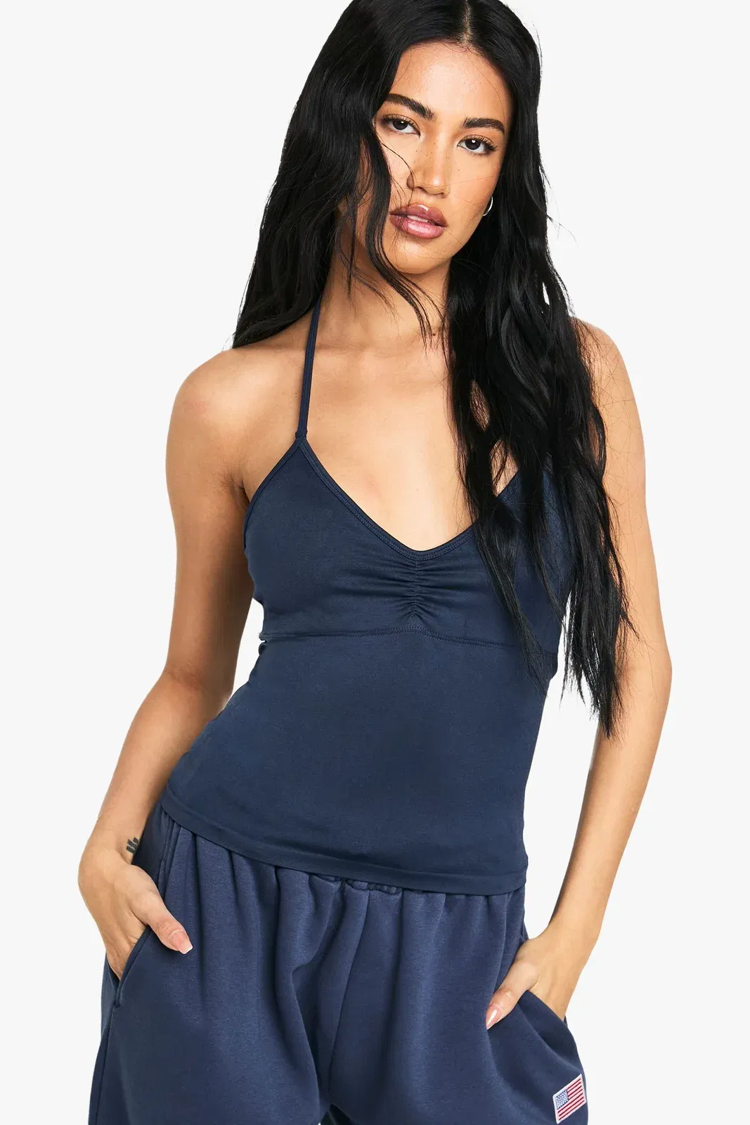 Seamless Sculpt Ruched Bust Padded Strappy Vest Top