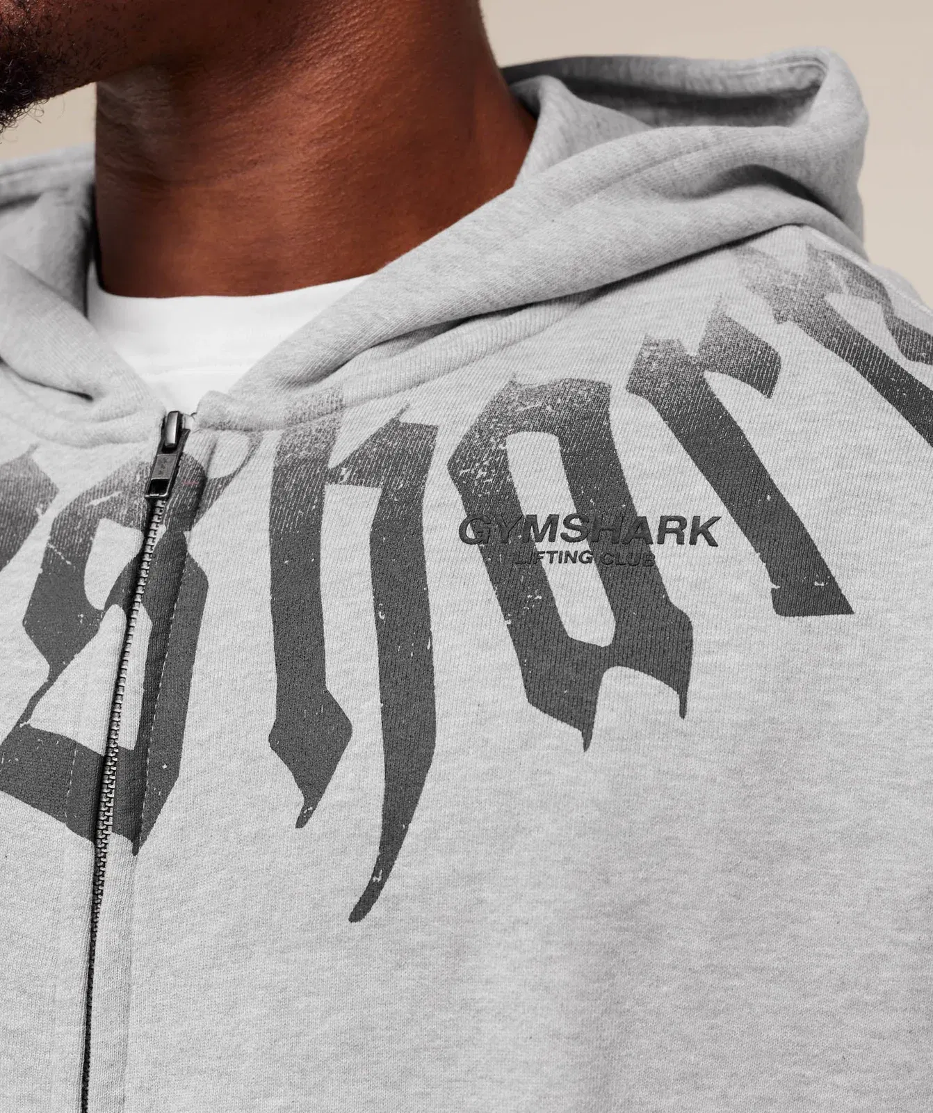 Gymshark Fade Graphic Zip Up Hoodie - Light Grey Core Marl