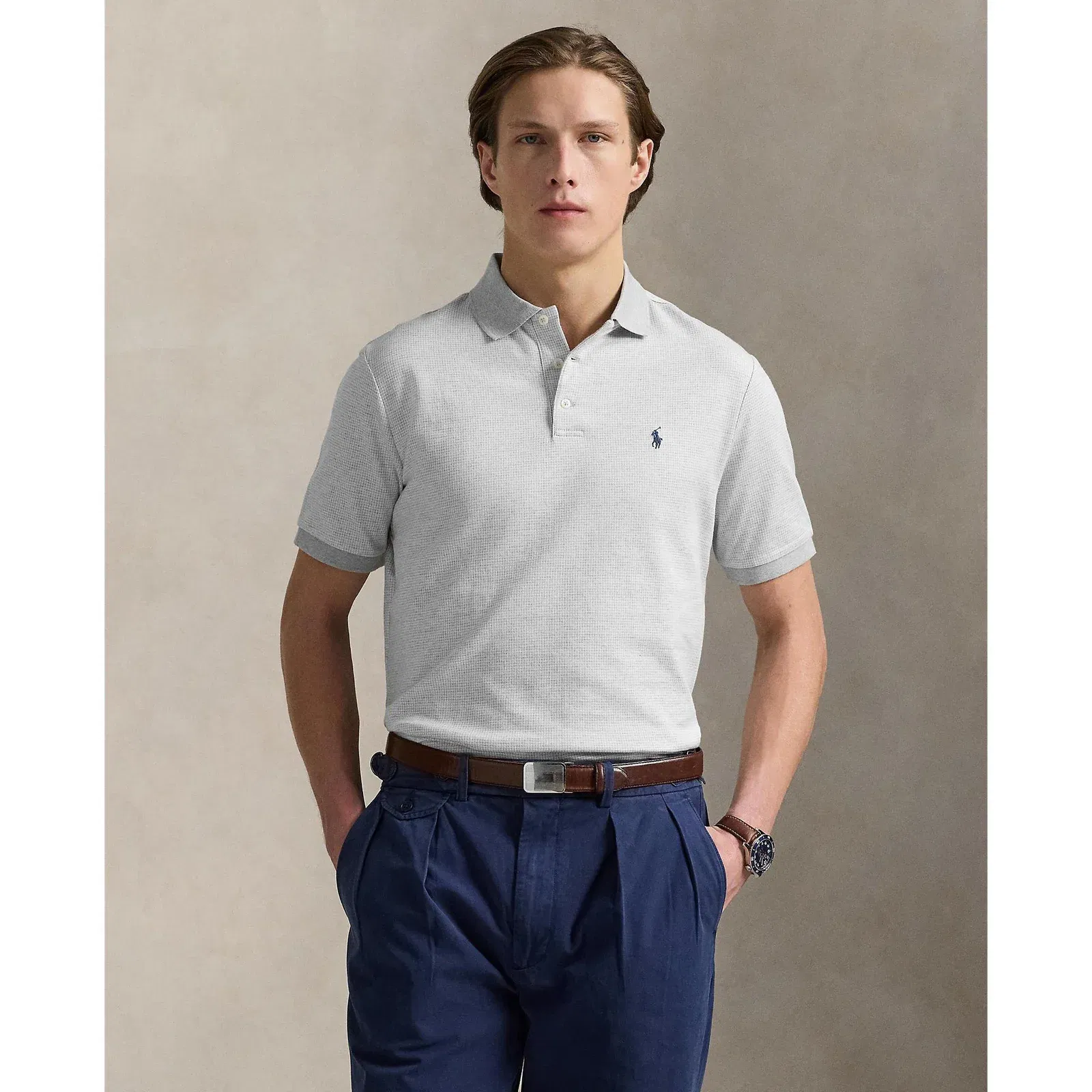 Houndstooth Short-Sleeve Polo Shirt