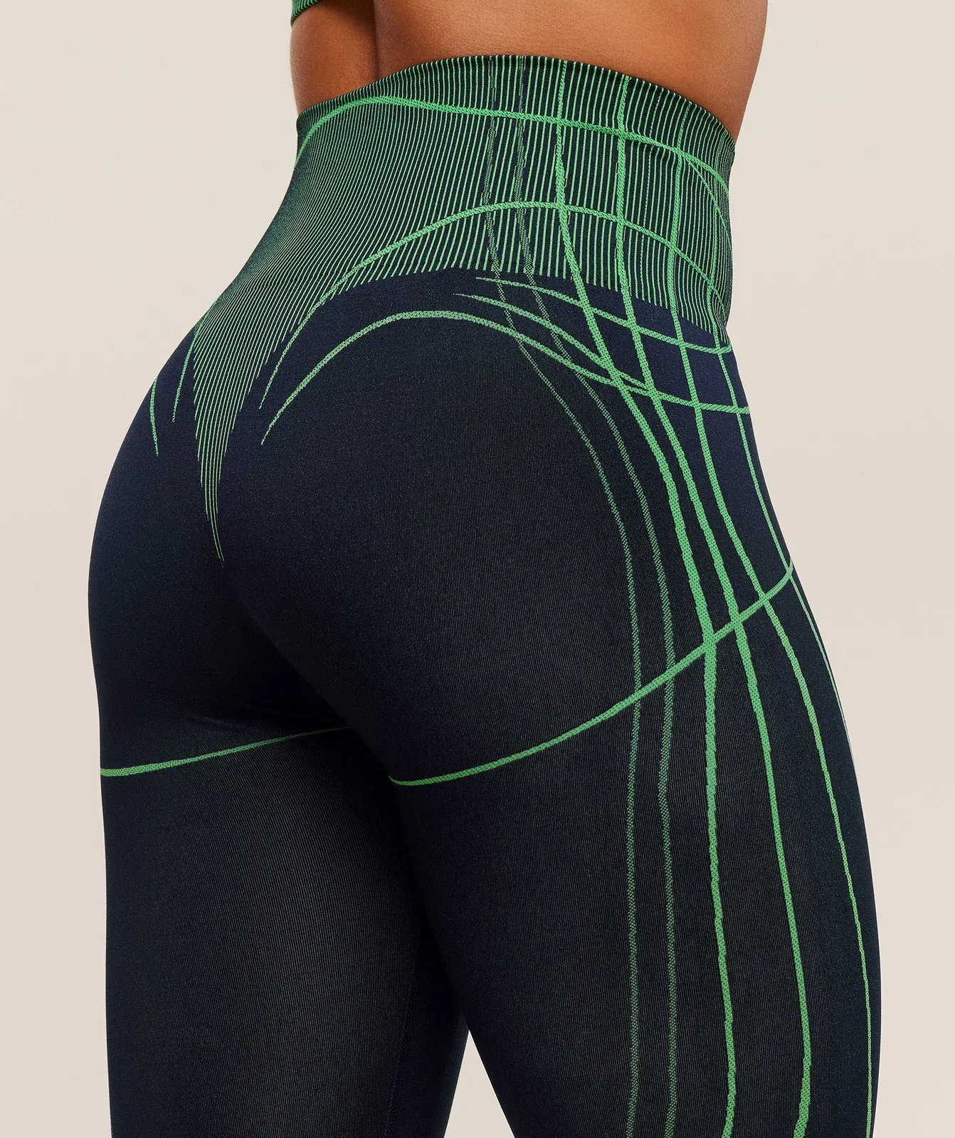 Gymshark Apex Seamless Leggings - Heavy Blue/Active Green