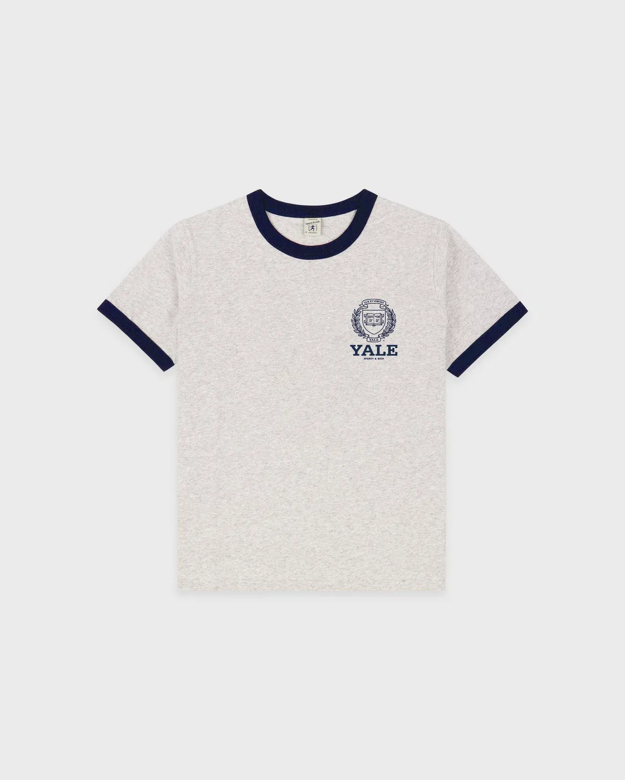 Yale Crest Ringer T-Shirt - Heather Gray/Navy