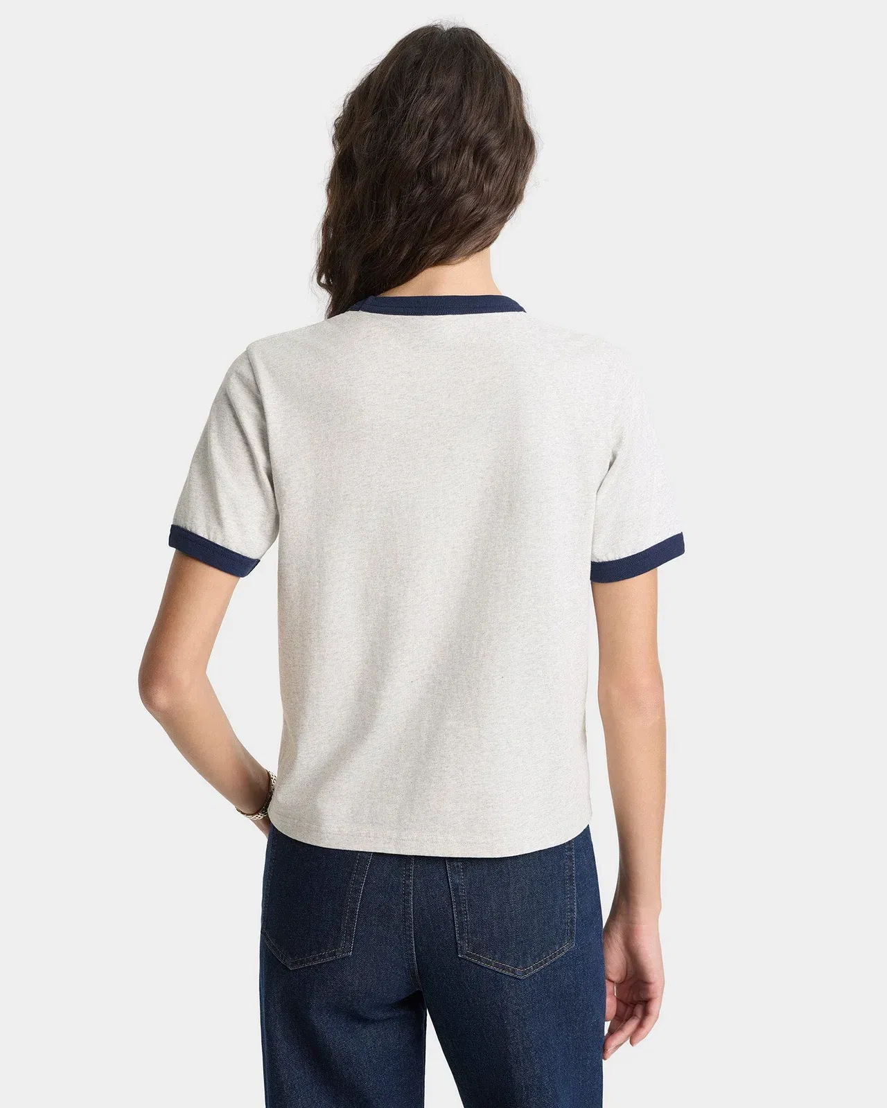 Yale Crest Ringer T-Shirt - Heather Gray/Navy