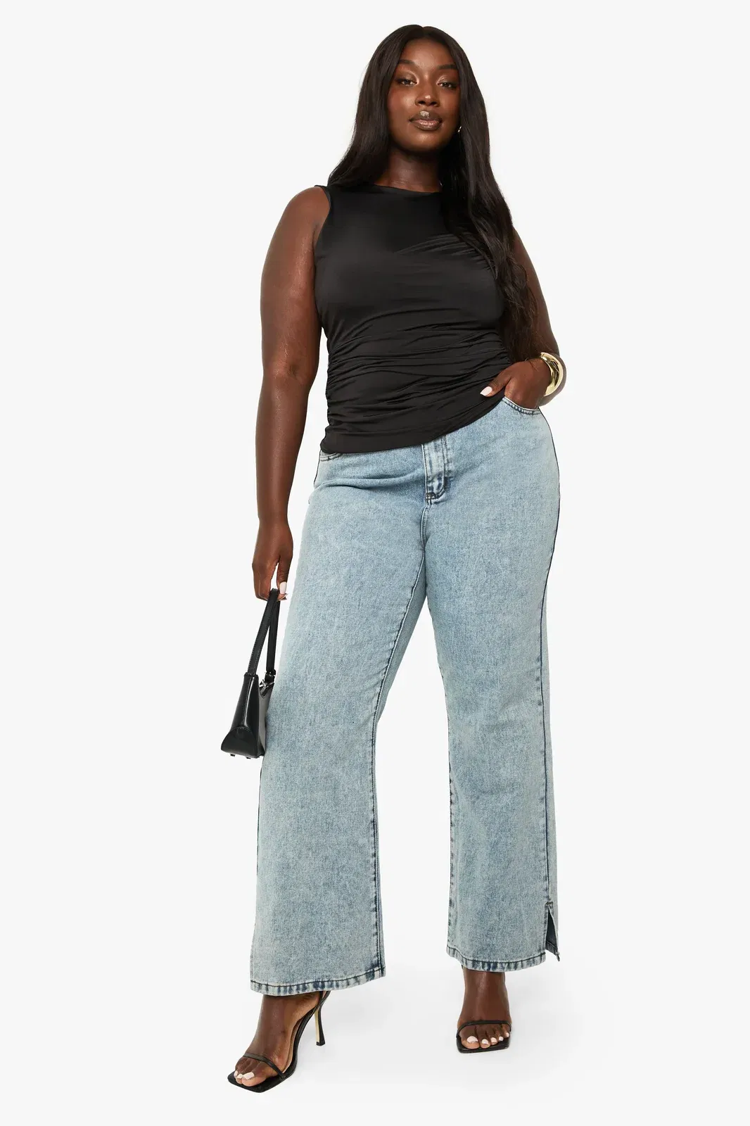 Plus Double Layer Draped Sleeveless Top