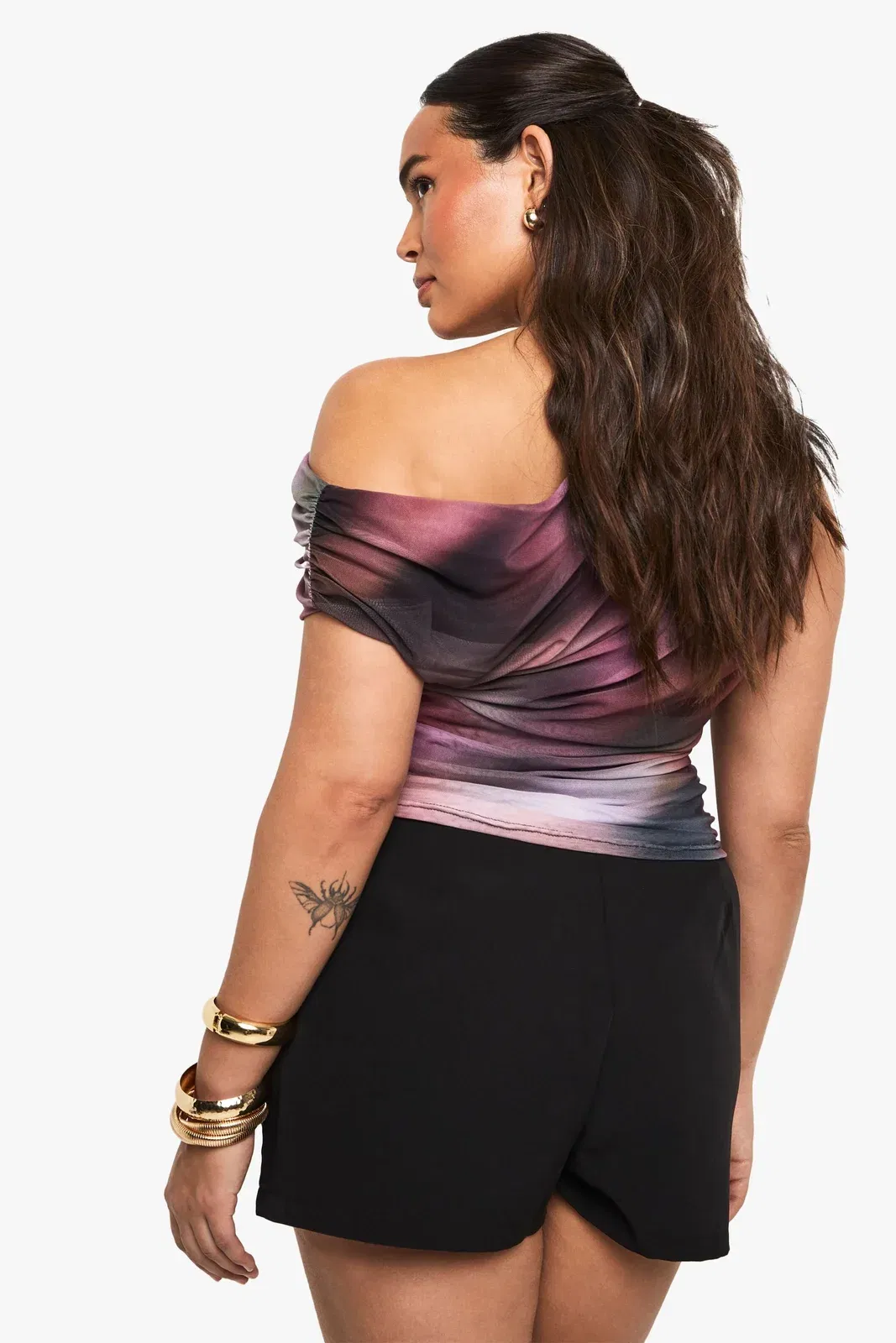 Plus Abstract Asymmetric Ruched Top