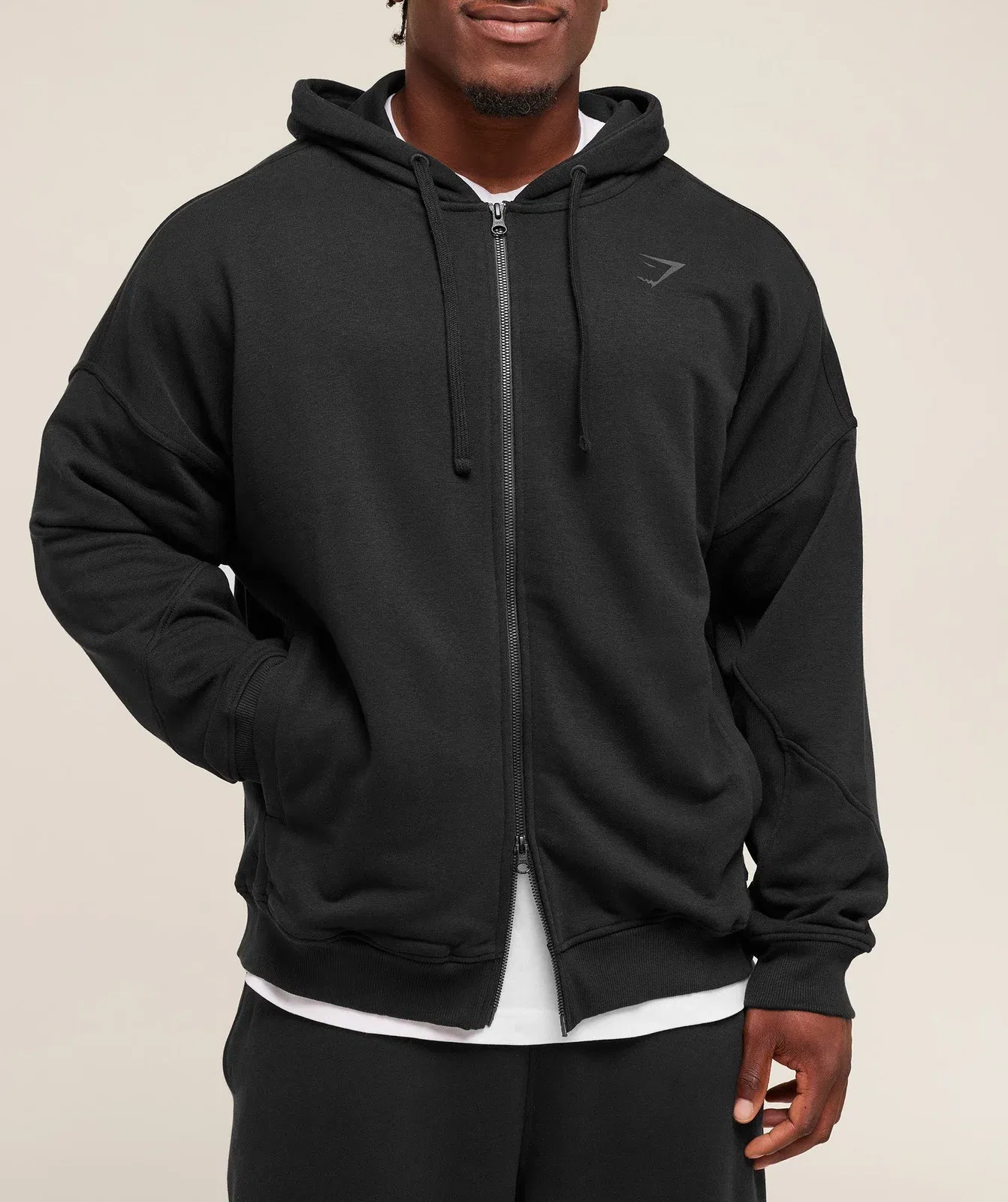 Gymshark Power Zip Up Hoodie - Black/Asphalt Grey