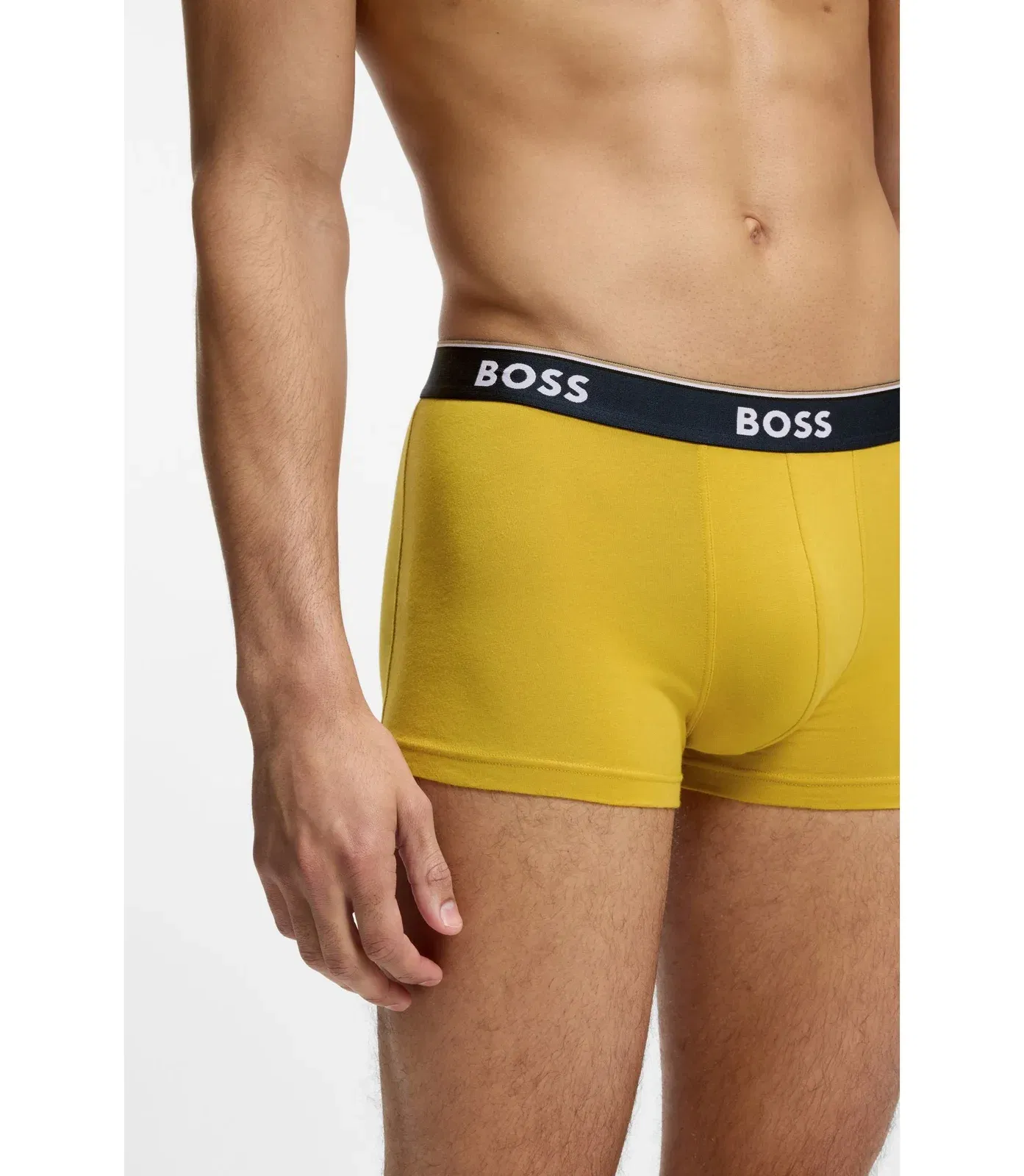 Boss Three Pack Of Stretch Cotton Trunks With Logo Waistbands Light Green