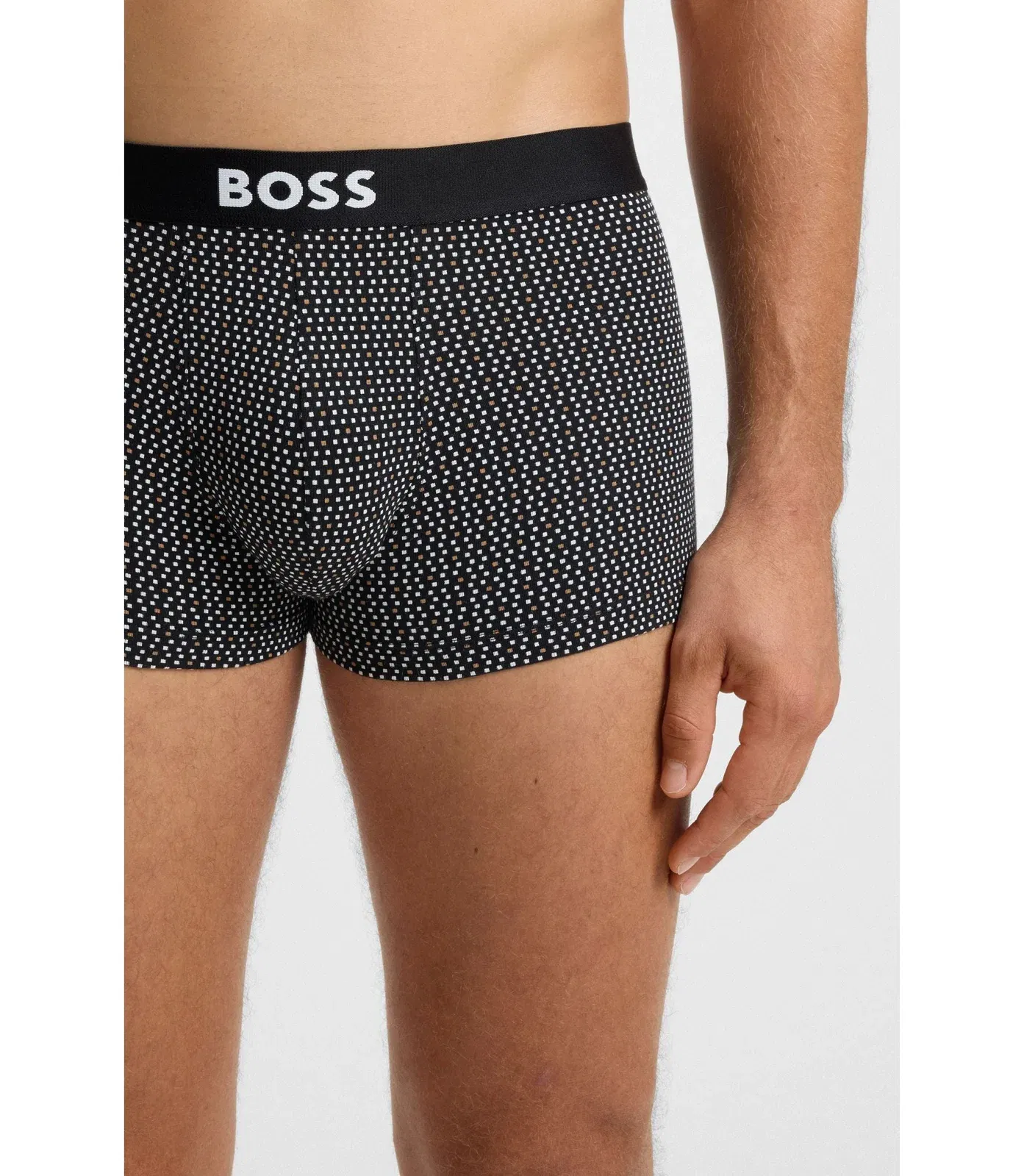 Boss Three Pack Of Stretch Cotton Trunks With Logos Light Beige