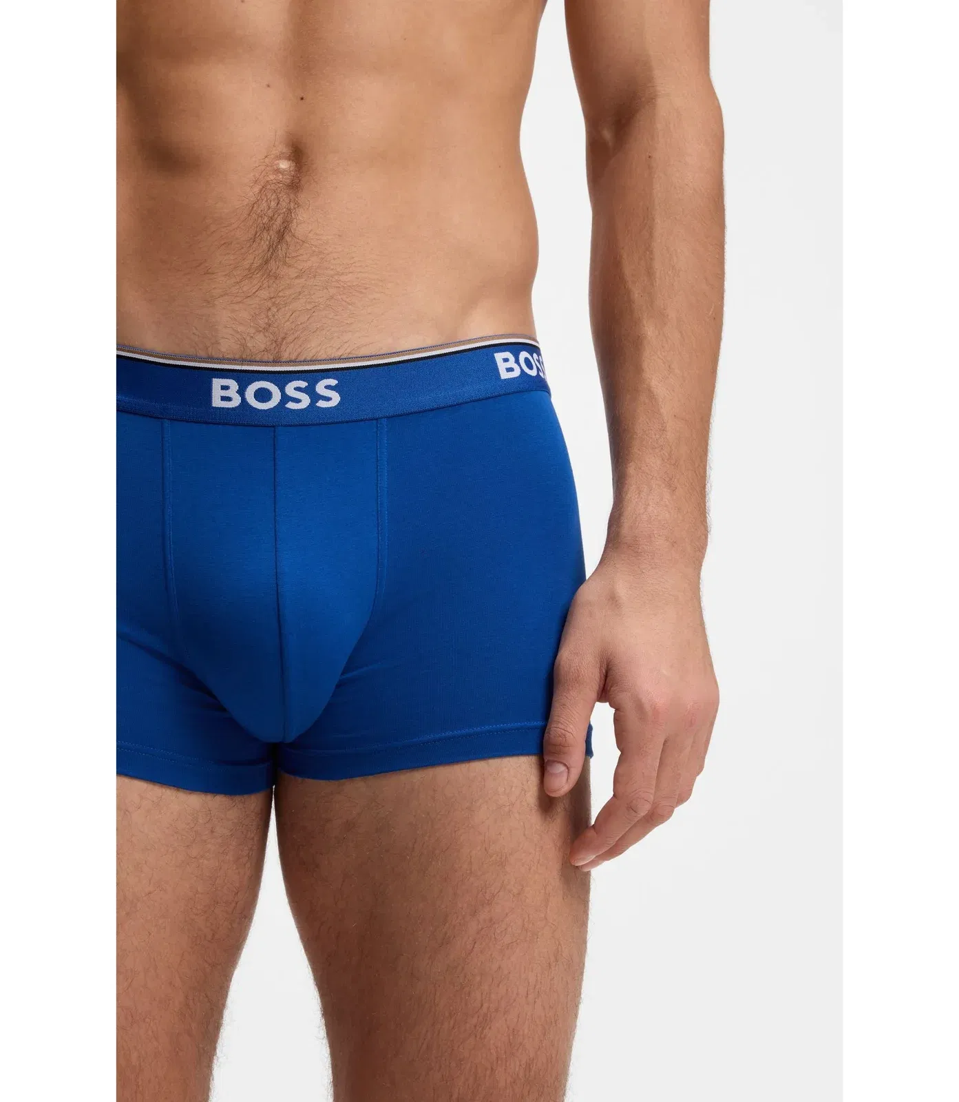 Boss Stretch Cotton Trunks With Repeating Logos Light Blue