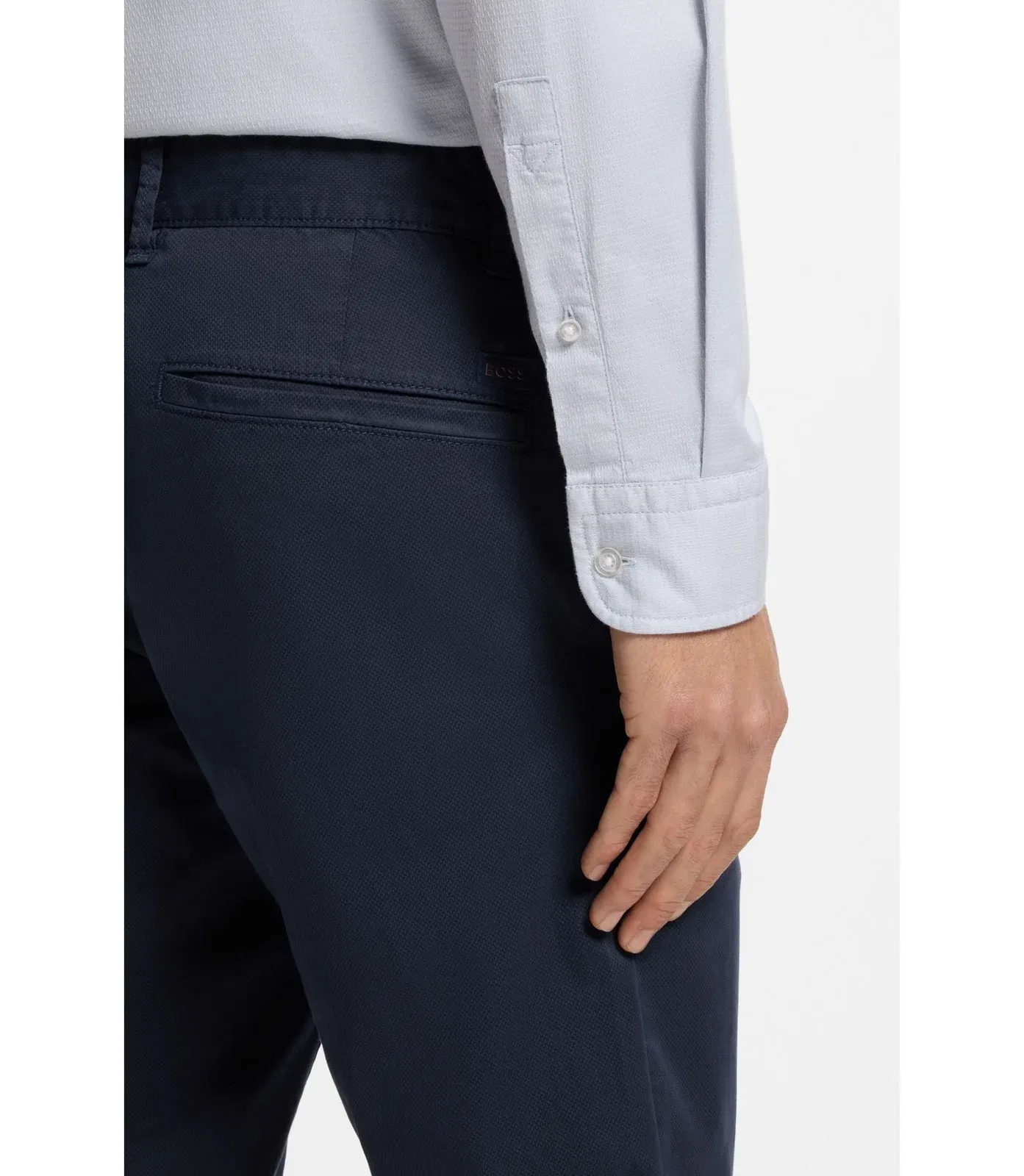 Boss Slim Fit Chinos In Printed Stretch Cotton Twill Light Blue