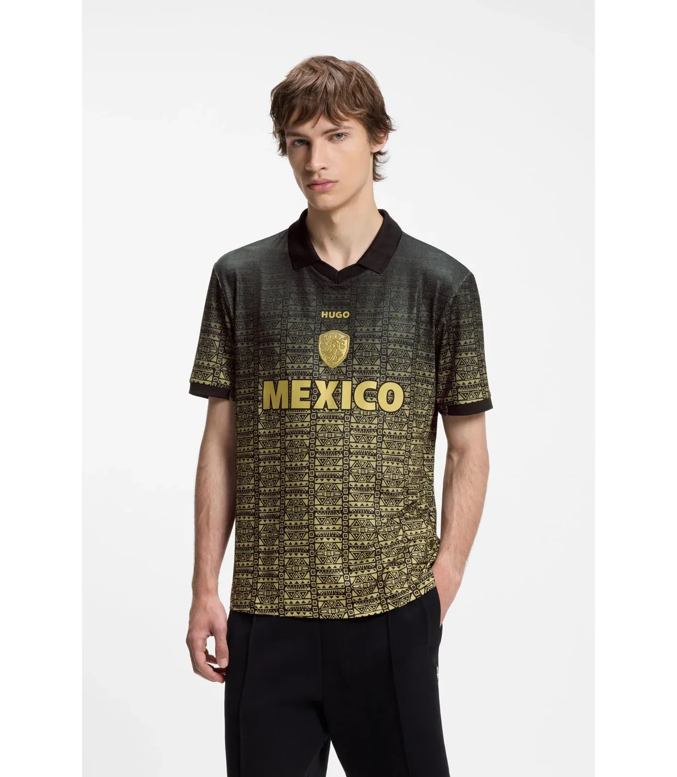 Hugo Relaxed Fit Soccer T-Shirt With Nation Detailing Mexico Grey