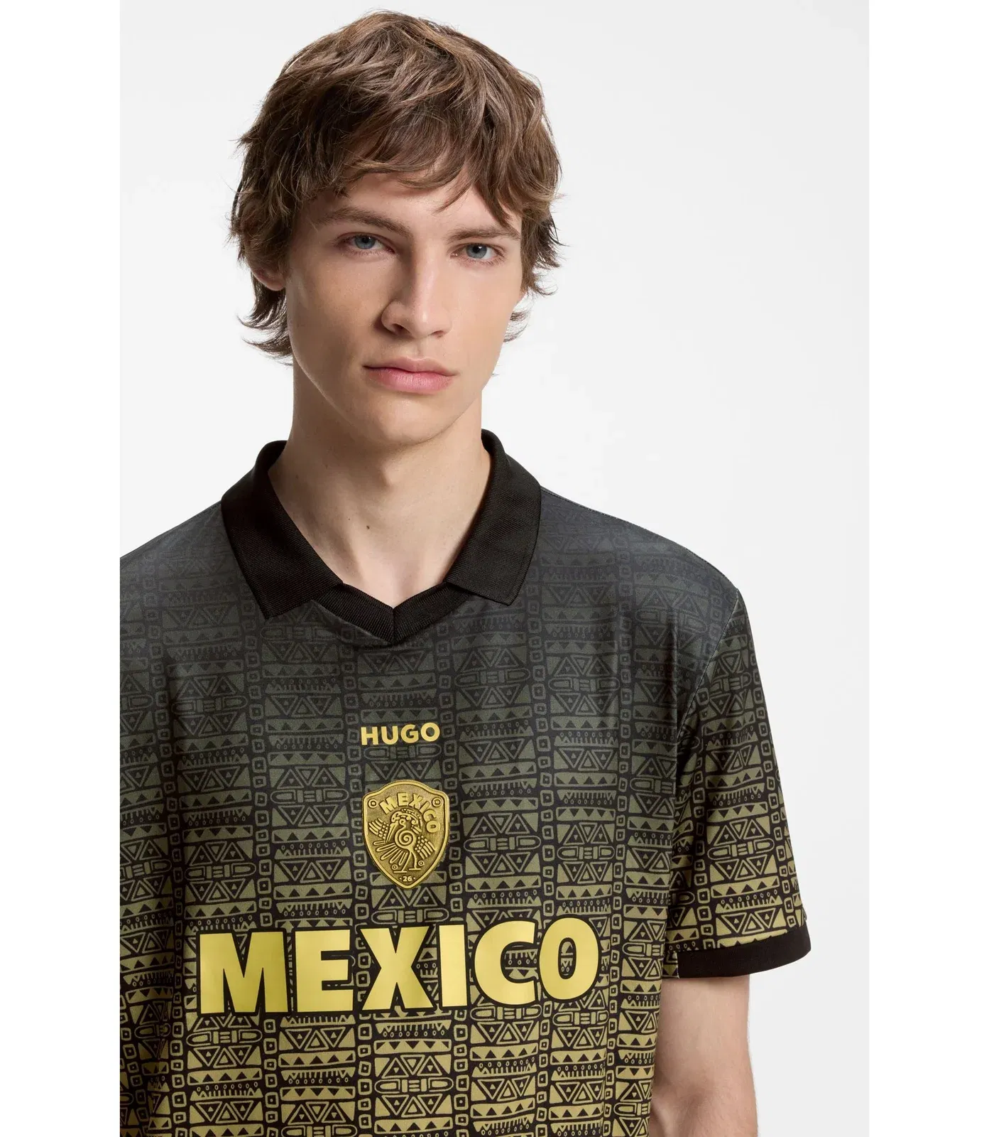Hugo Relaxed Fit Soccer T-Shirt With Nation Detailing Mexico Grey