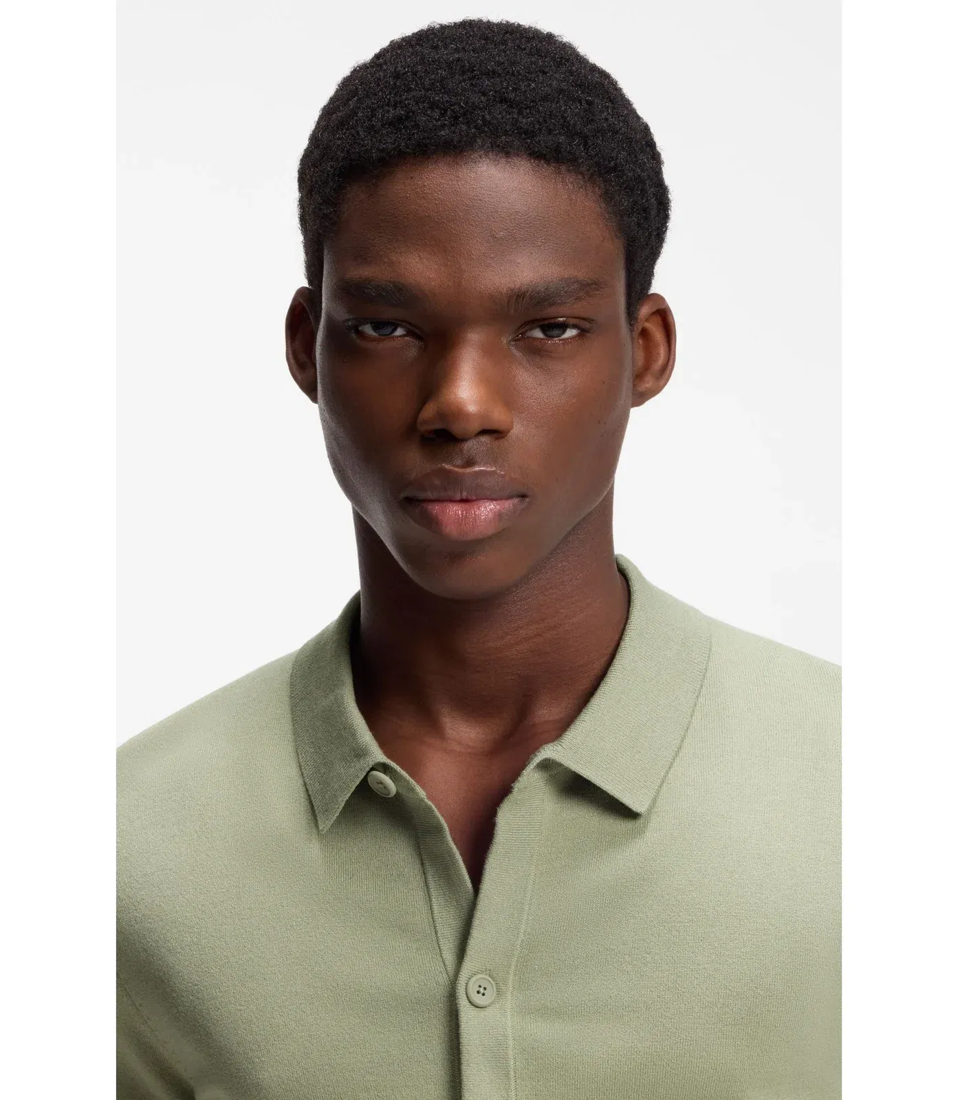 Hugo Regular Fit Shirt With Knitted Structure Light Green