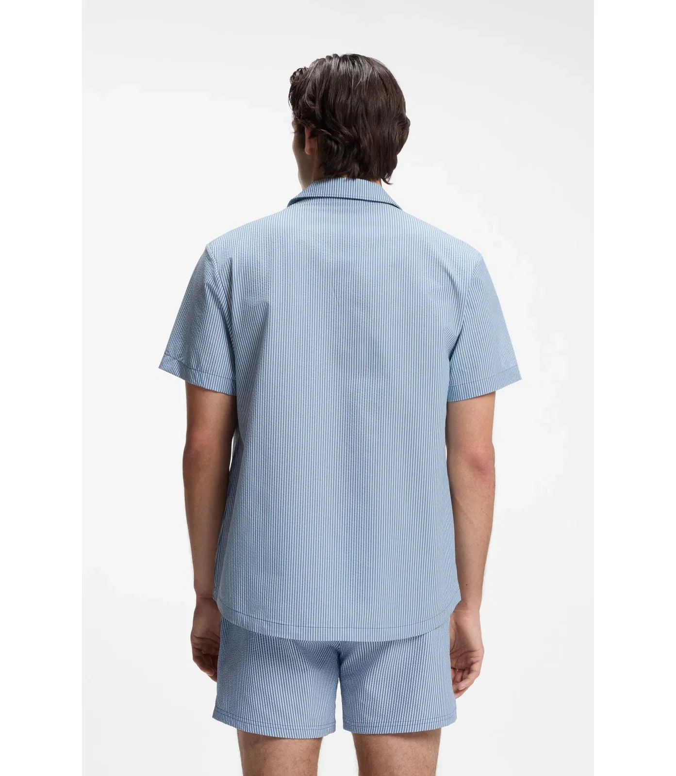 Boss Regular Fit Shirt In Soft Seersucker Light Blue