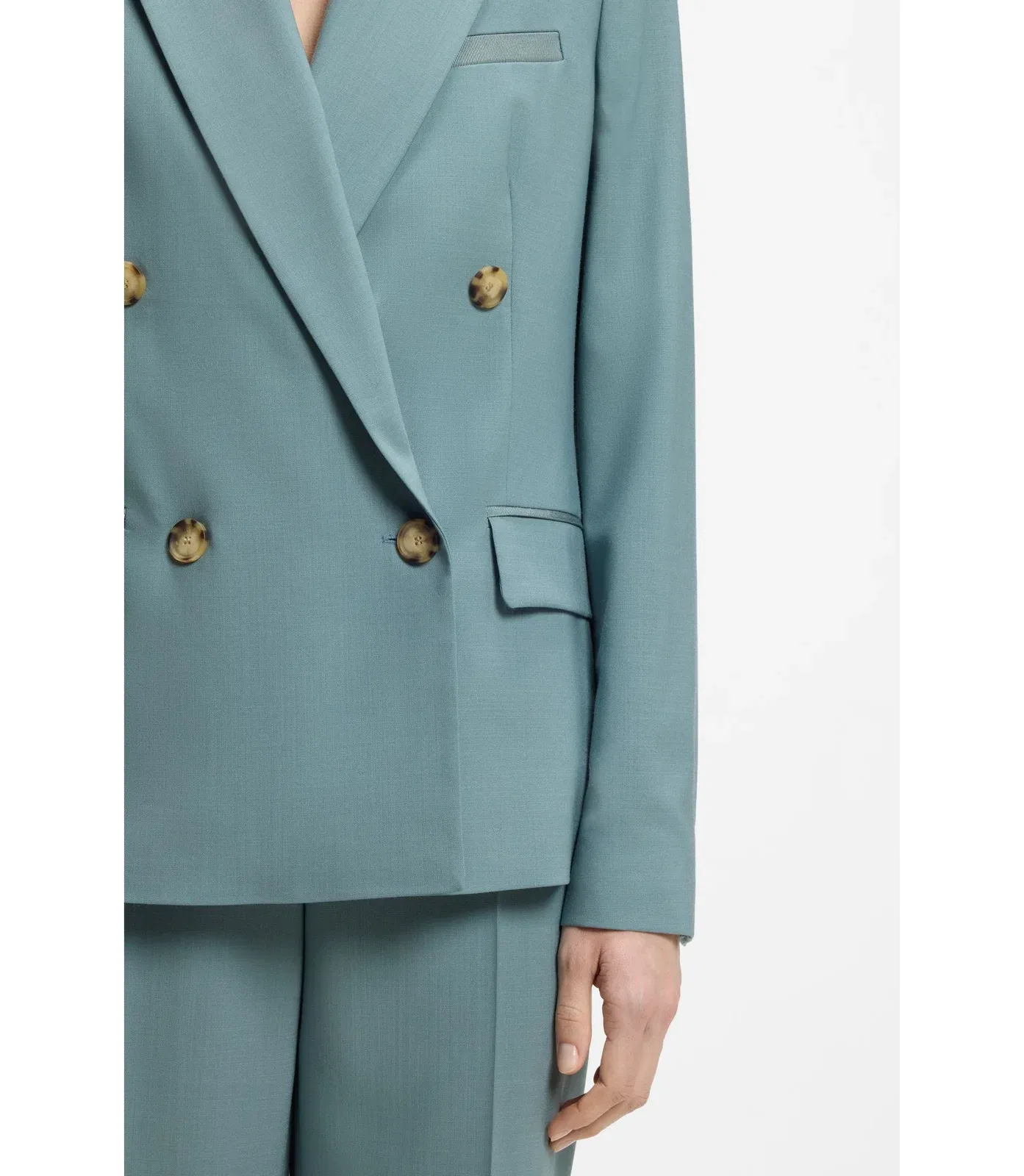 Boss Regular Fit Blazer In Virgin Wool Blue Women's