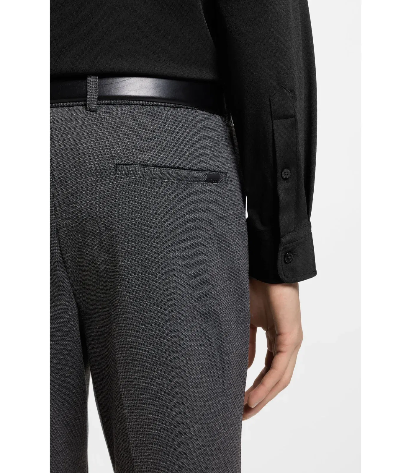 Boss Performance Stretch Slim Fit Shirt In Structured Jersey Black