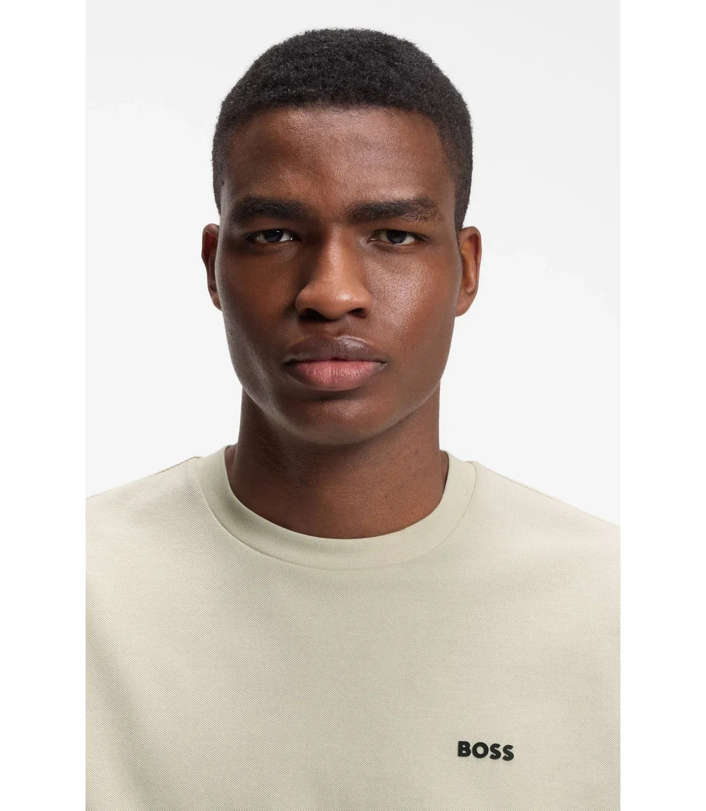 Boss Cotton Piqu T-Shirt With All Over Print Light Beige