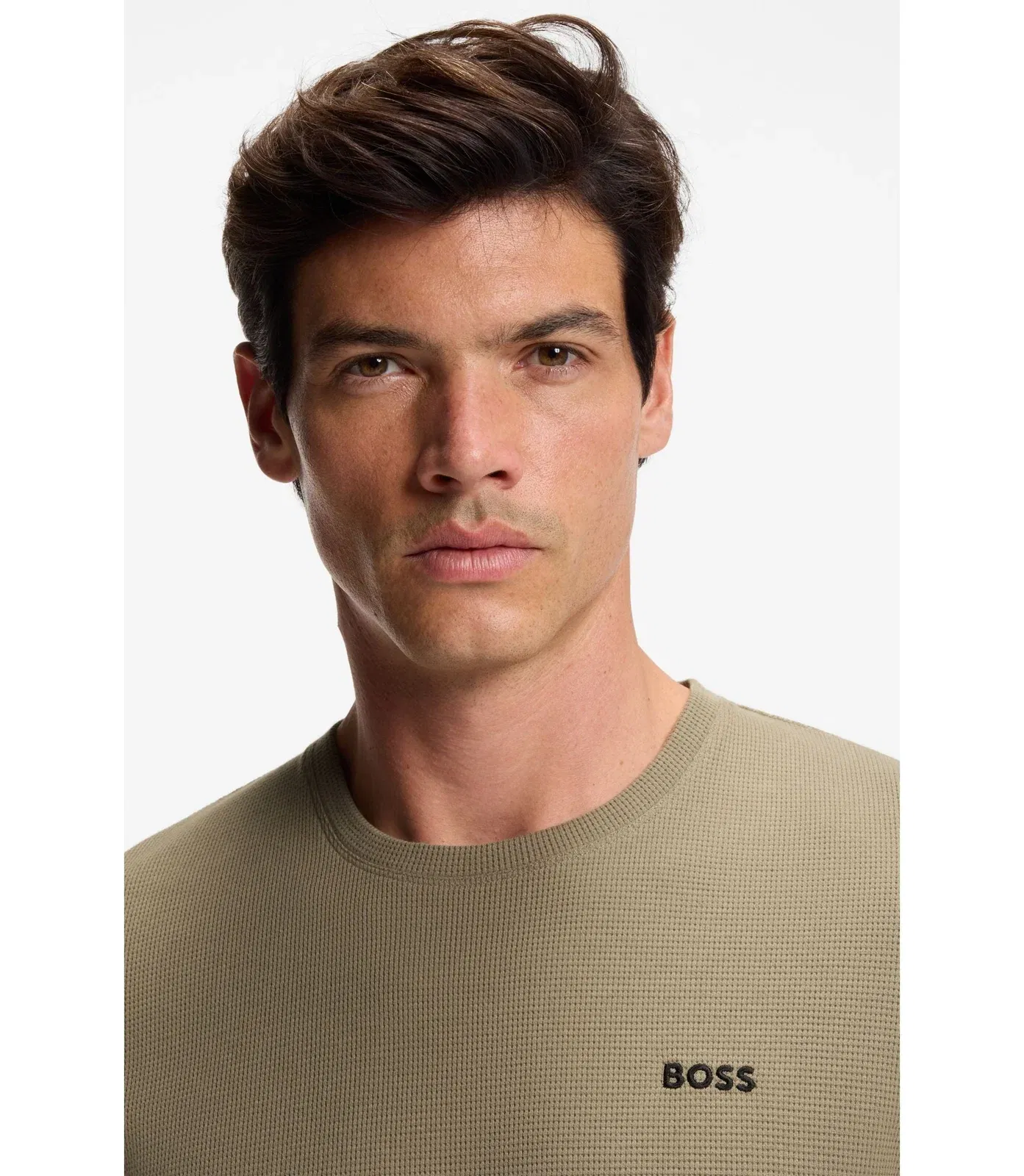 Boss Cotton Blend Pajama T-Shirt With Embroidered Logo Light Brown