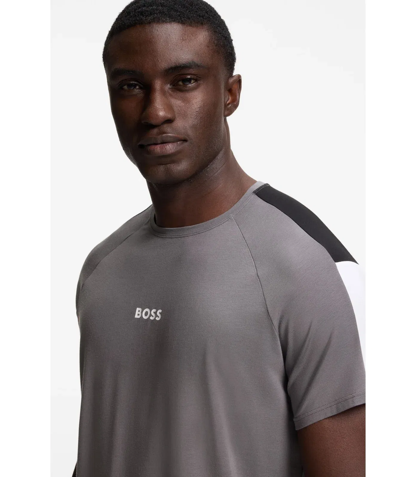 Boss Contrast Insert Pyjamas In A Cotton Blend Dark Grey
