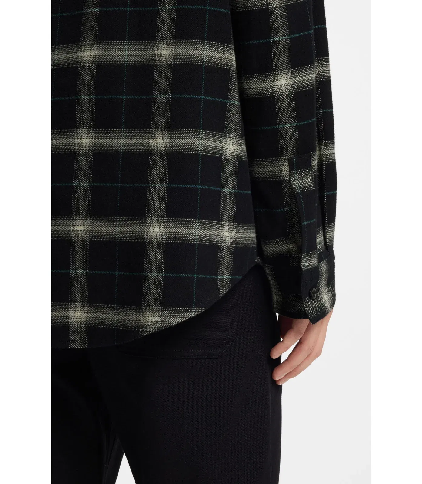 Hugo Checked Oversized Fit Overshirt In Cotton Twill Black
