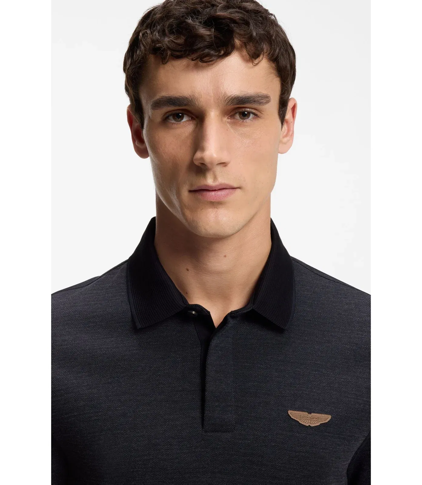 Boss X Aston Martin Polo Shirt In Wool Cotton Piqu Dark Blue