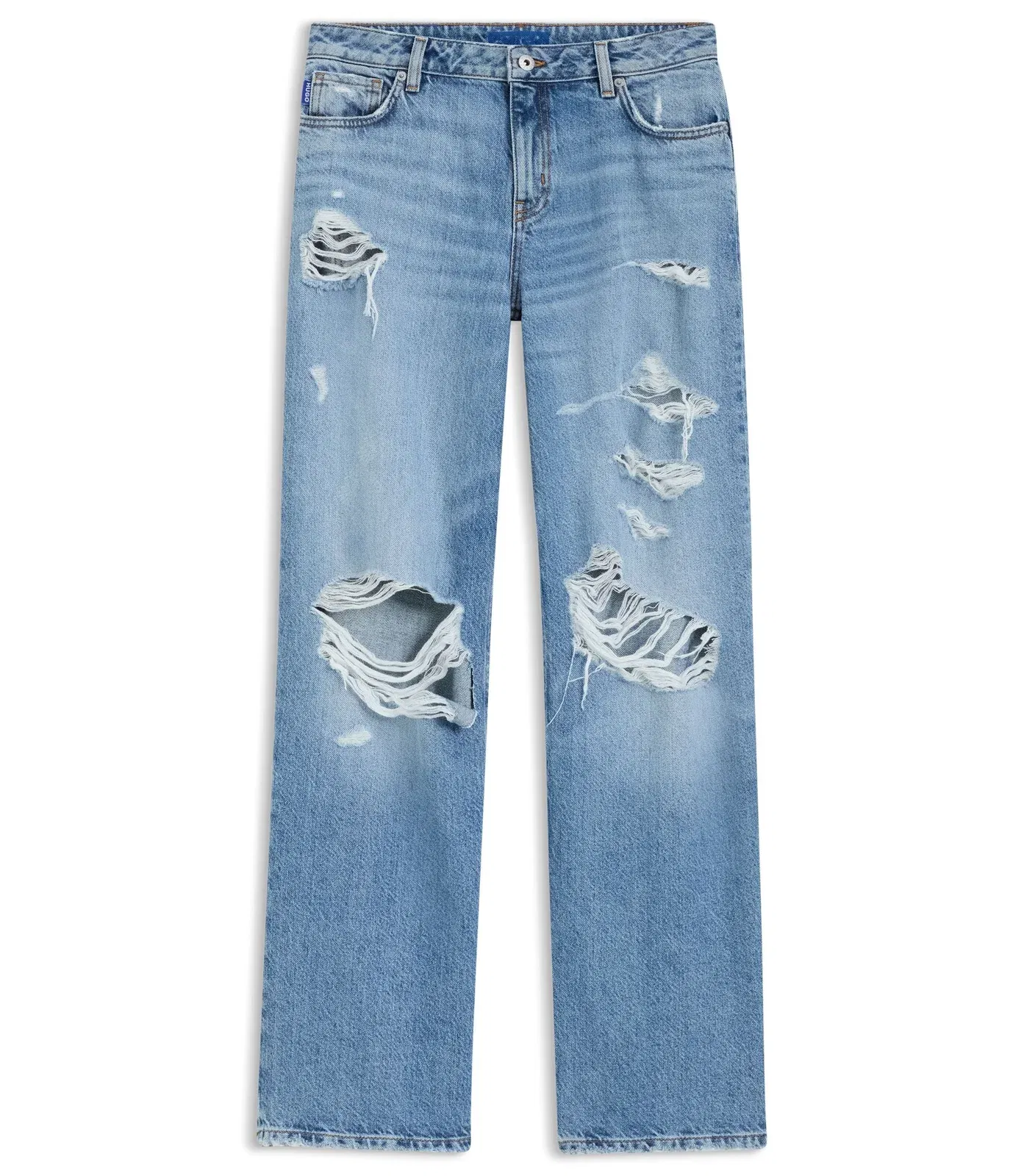 Hugo Baggy Fit Jeans In Blue Distressed Denim Blue Women's