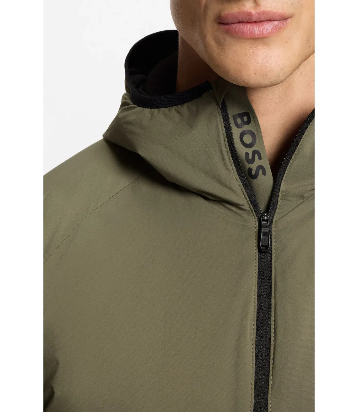 Boss Adjustable Hem Jacket With Water Repellent Finish Khaki