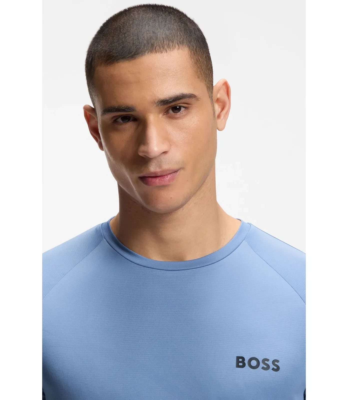 Boss Active Slim Fit T-Shirt With Tennis Ball Embossing Light Blue