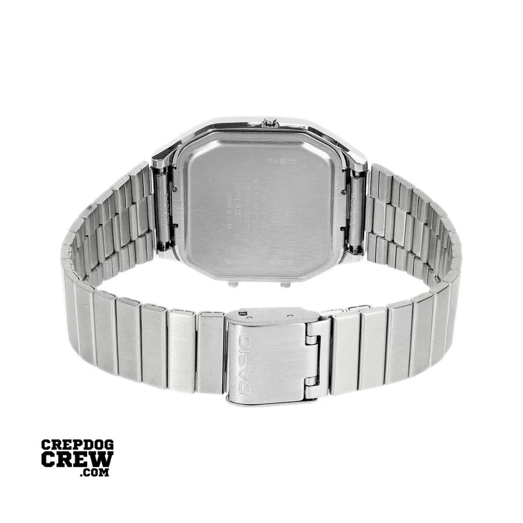 Casio Vintage AQ-240E-7A Silver Dial Analog Digital Stainless Steel Watch with Dual Time D420
