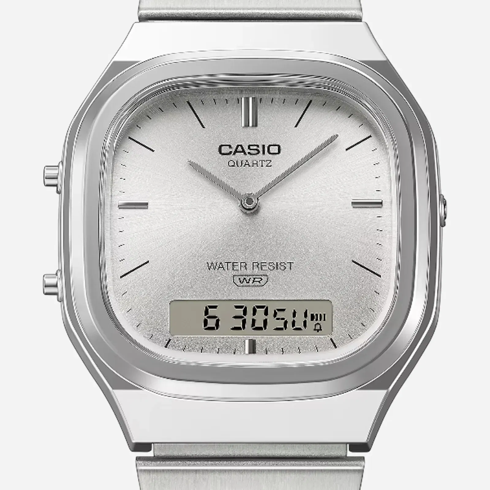 Casio Vintage AQ-240E-7A Silver Dial Analog Digital Stainless Steel Watch with Dual Time D420