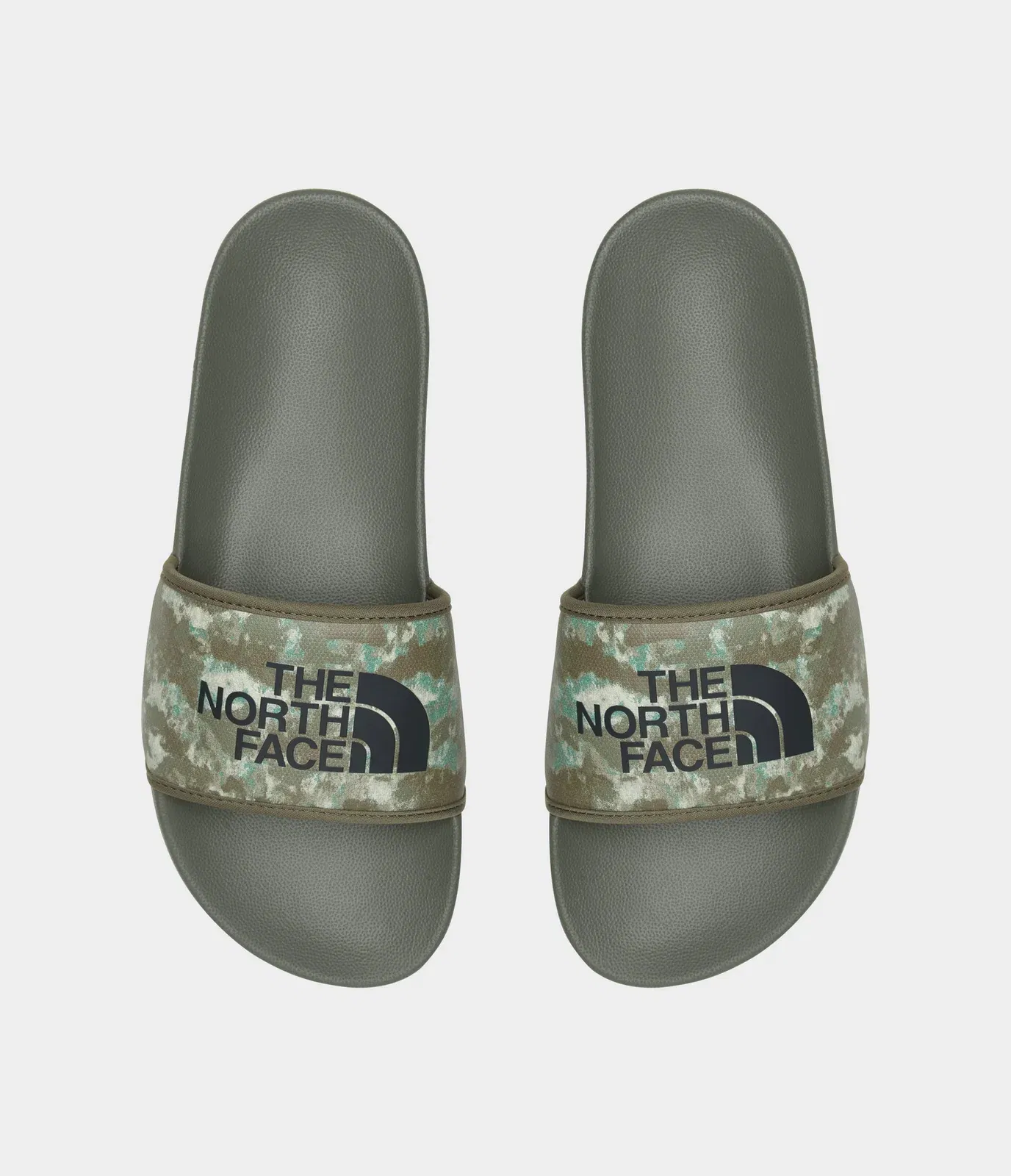 The North Face Mens Base Camp Slides Iii Military Olive Stippled Camo Print Military Olive Stippled Camo Print