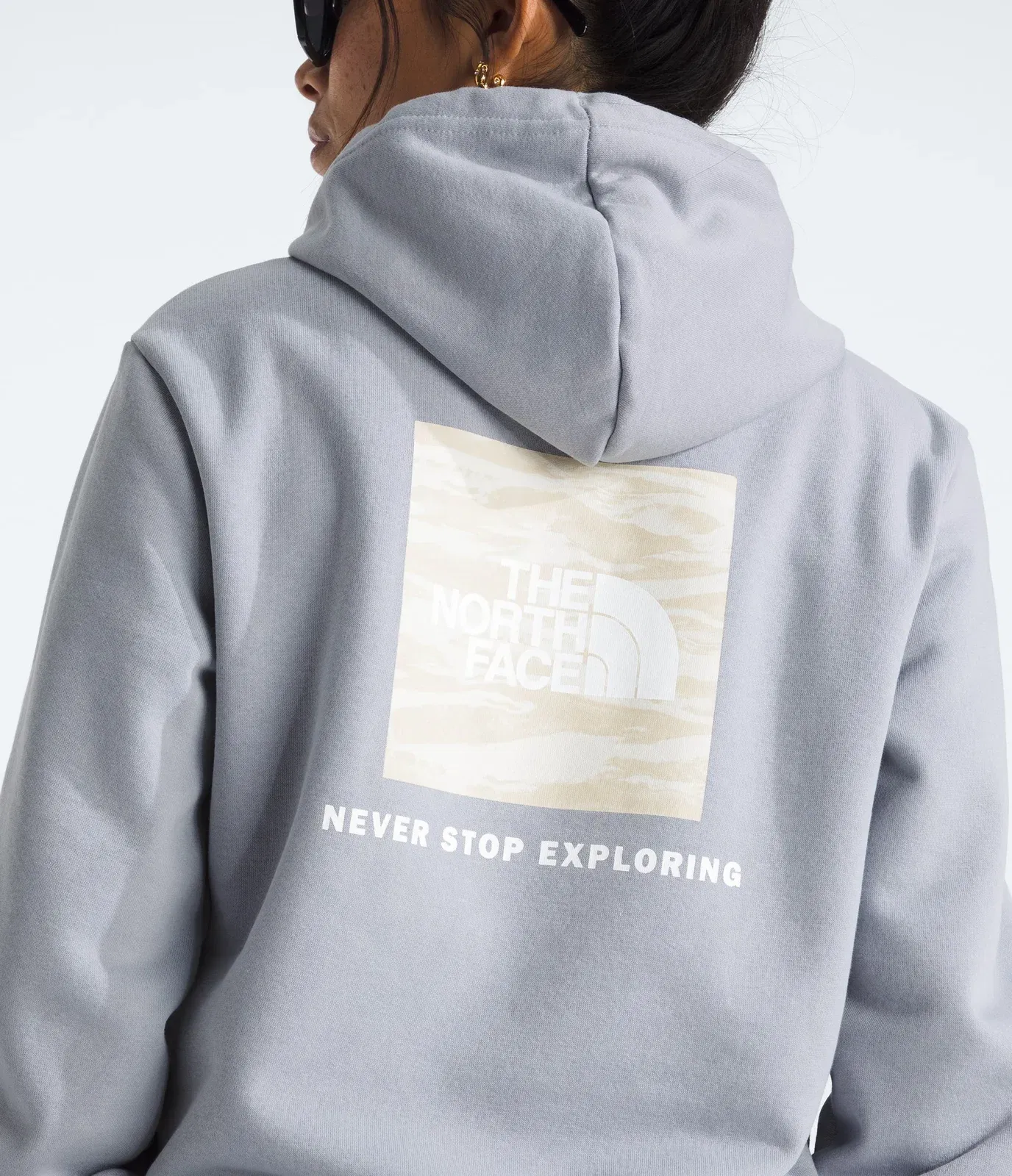 The North Face Women’s Evolution Box NSE Fill Light Hoodie—Graphic Blue Flax