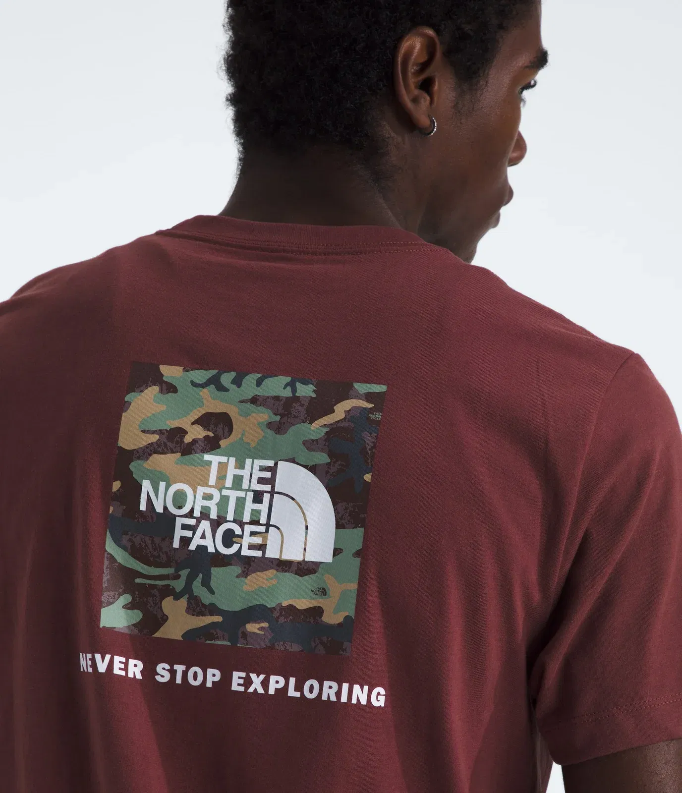 The North Face Men’s Evolution Box Camo Fill Short-Sleeve Tee—Graphic Sumac
