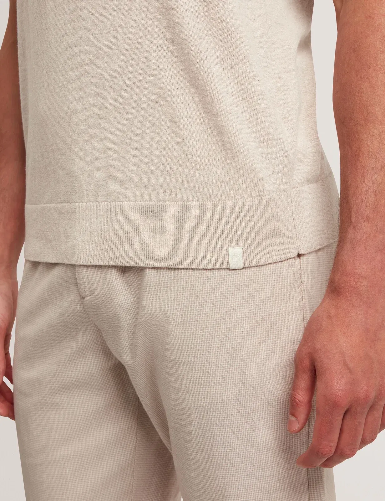 Ted Baker Curran Rolled Edge Linen Blend Knit T-Shirt