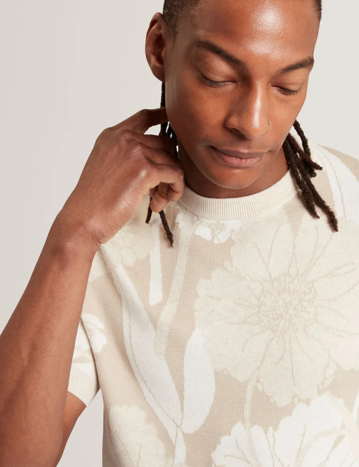 Ted Baker Baryn Jacquard Botanical Wool Blend T-Shirt