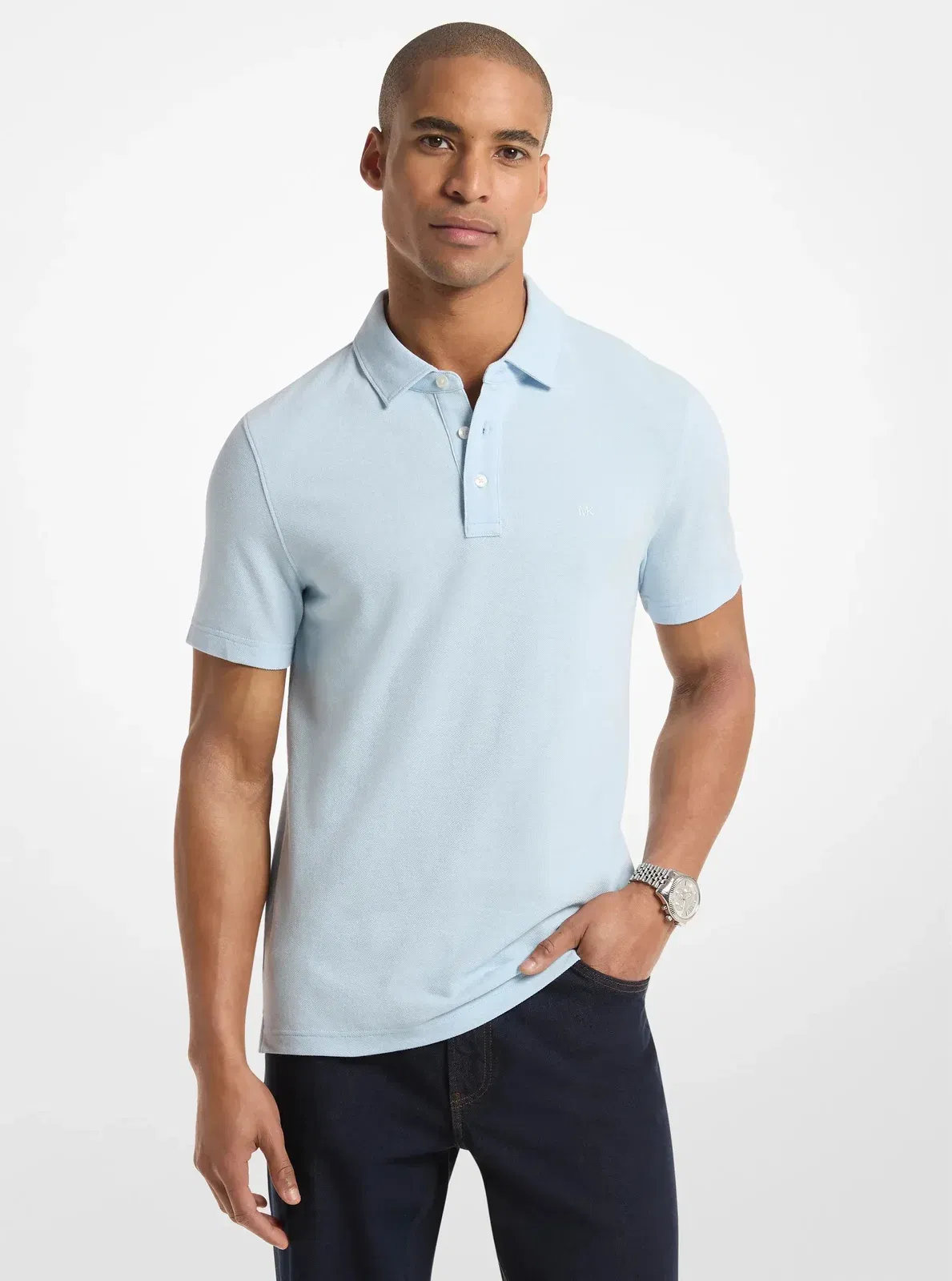 Michael Kors Pima Cotton Piqué Polo Shirt PASTEL BLUE