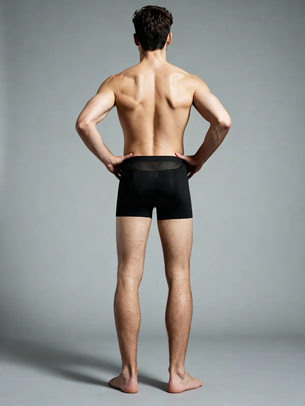 Men Mesh Black Solid Premium Elastic Trunk by Manaca