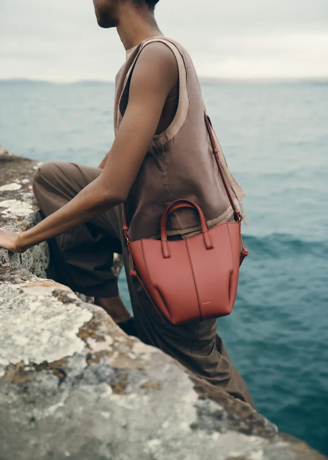 Polene Cyme Tote Nano Textured Terracotta
