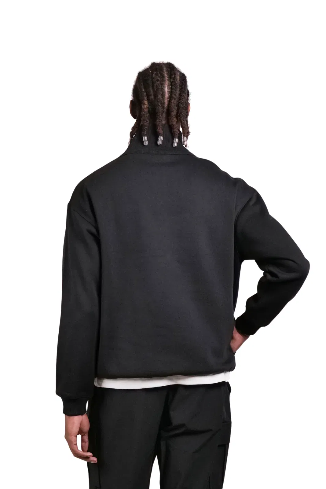 FLWD - Bone Bloom Black Quarter Zip Unisex Oversized Sweatshirt