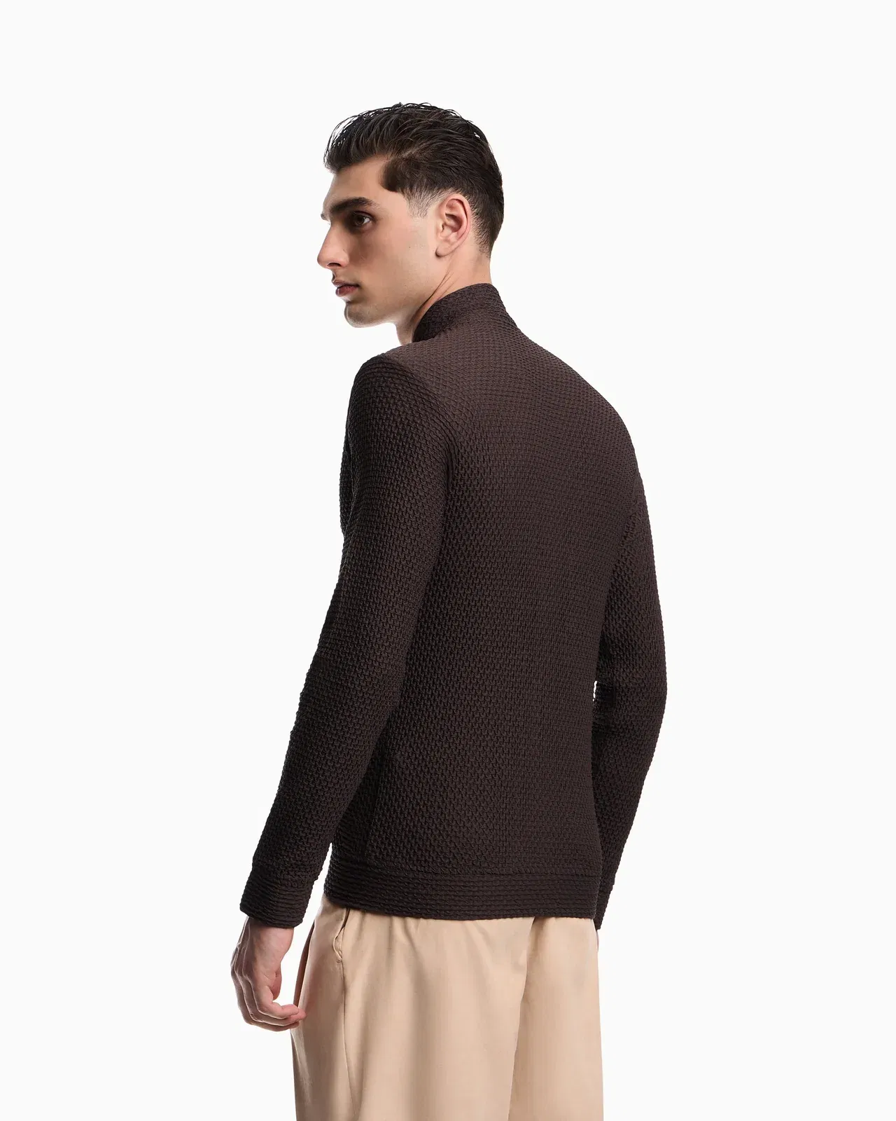 Emporio Armani Embossed two-way stretch jersey blouson