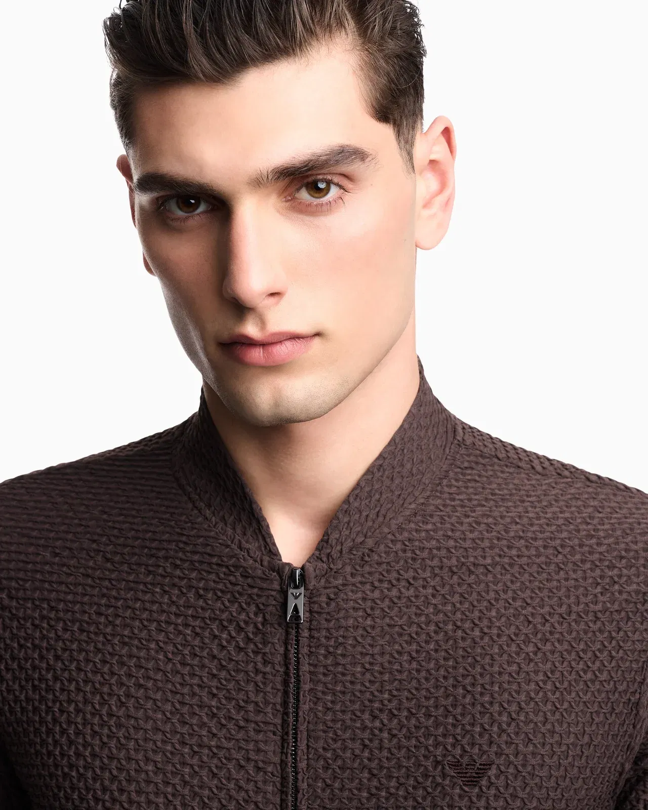 Emporio Armani Embossed two-way stretch jersey blouson