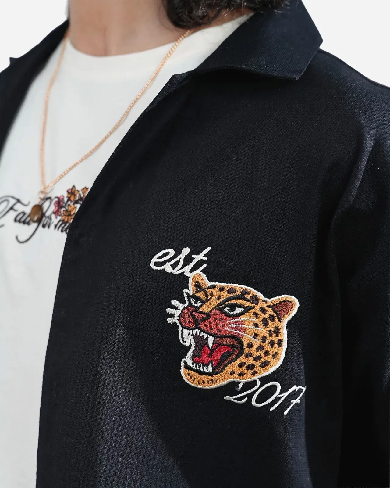 Tiger's Shirt - Black Embroidered Shirt