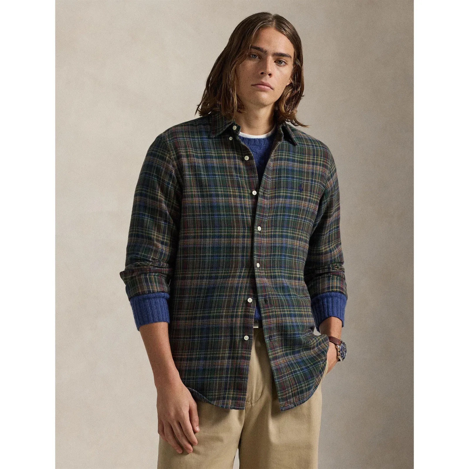 Long Sleeve Brushed Flannel Patterned Shirt