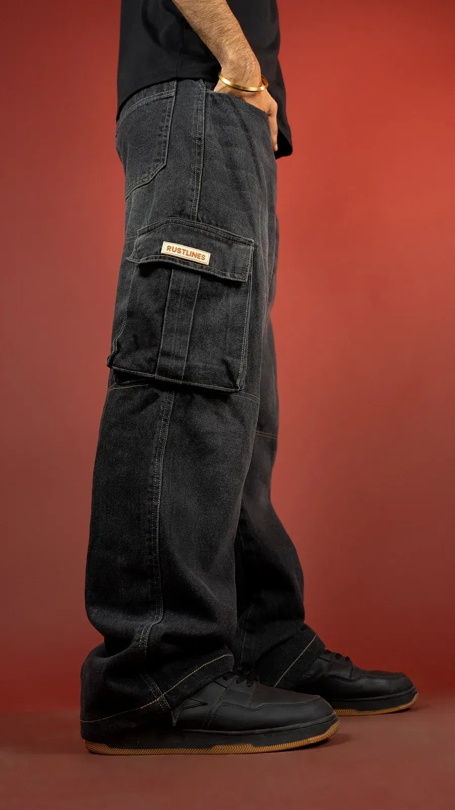 CARBON BLACK DENIM MEN'S CARGO