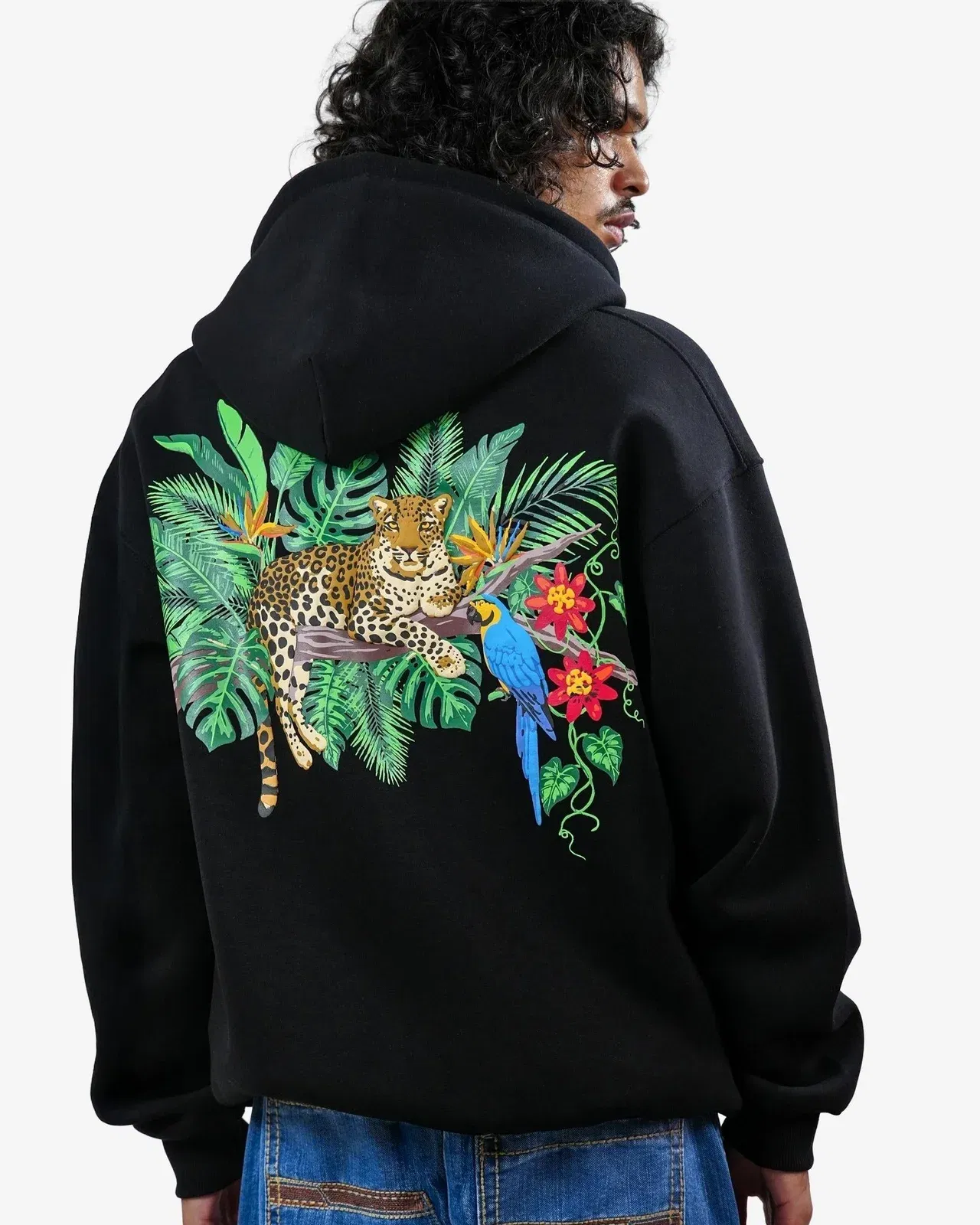 Nature's Royalty - Black Oversized Zipper Hoodie