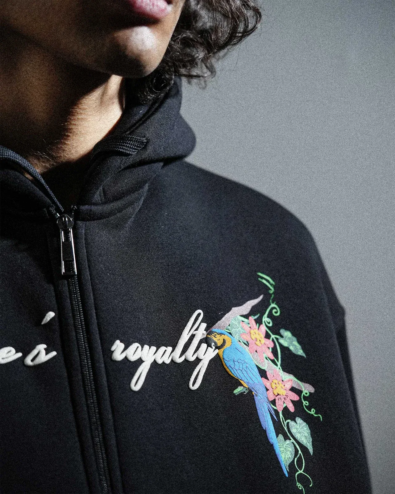 Nature's Royalty - Black Oversized Zipper Hoodie